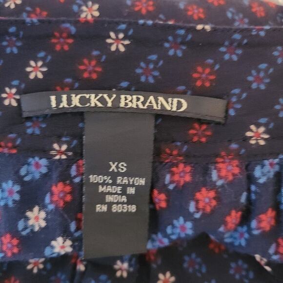 Lucky Brand Size XS Boho Style Navy Multicolored Print Dress‎ - Picture 5 of 10
